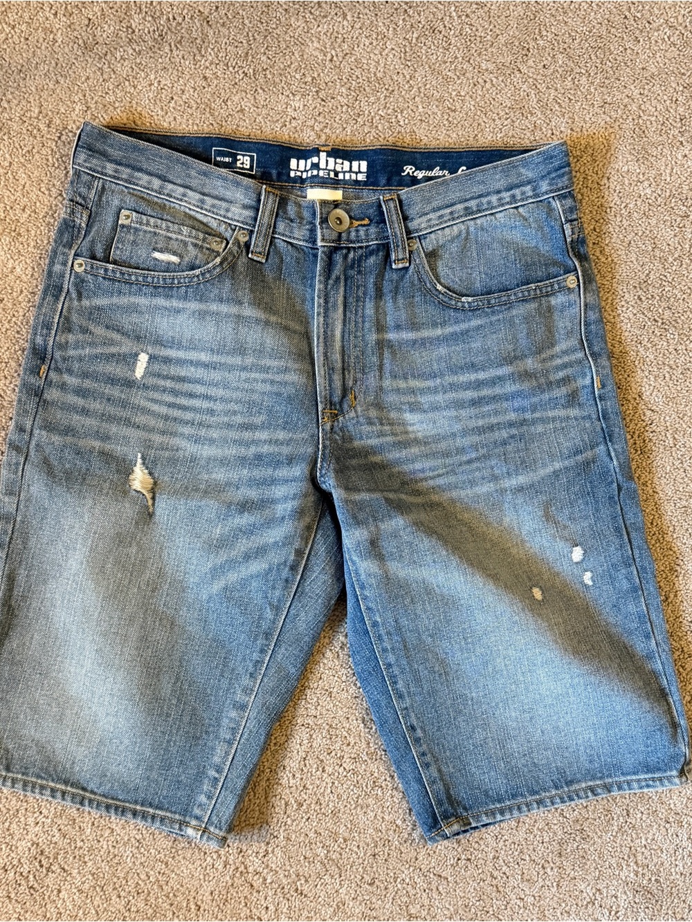 urban pipeline Blue Distressed Denim Jean Shorts